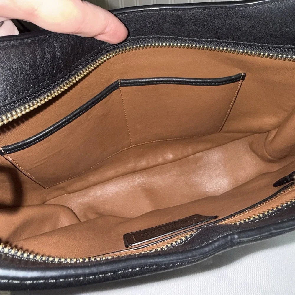 Coach Nomad Black Leather Gold Crescent Hobo Shoulder Bag Purse Handbag 54446